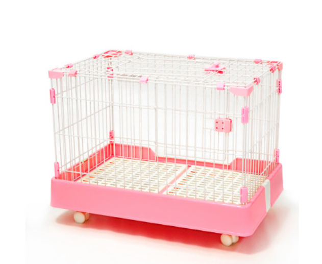YES4PETS Large Pink Pet Dog Cage Cat Rabbit Crate Kennel With Potty Pad And Wheel