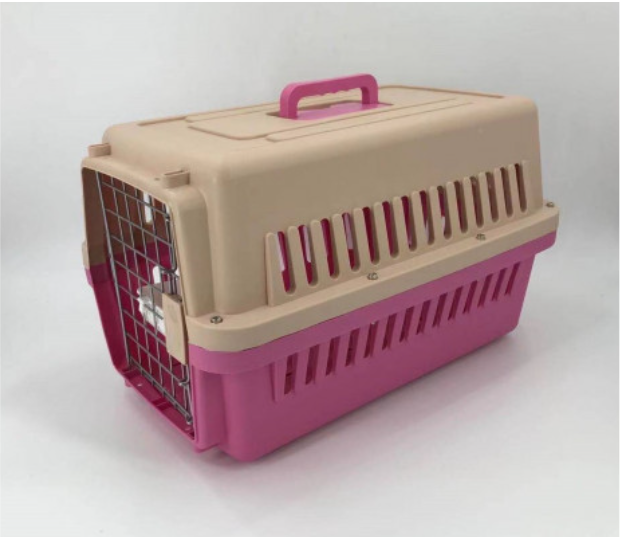 yes4pets-medium-dog-cat-crate-pet-carrier-airline-cage-with-bowl-and-tray-pink