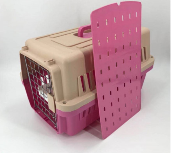 yes4pets-medium-dog-cat-crate-pet-carrier-airline-cage-with-bowl-and-tray-pink