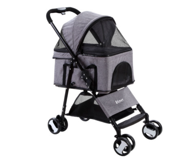 ipet-pet-stroller-dog-carrier-foldable-pram-3-in-1-middle-size-grey