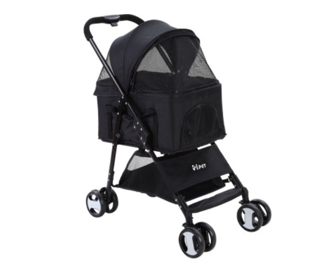 ipet-pet-stroller-dog-carrier-foldable-pram-3-in-1-middle-size-black