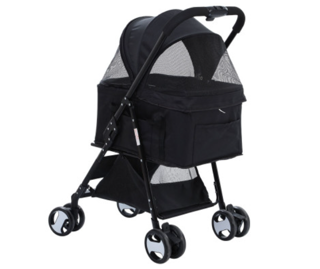ipet-pet-stroller-dog-carrier-foldable-pram-3-in-1-middle-size-black
