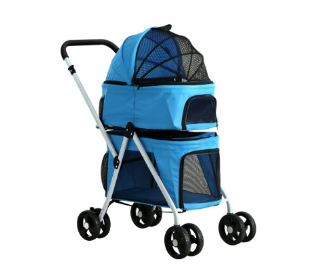 ipet-pet-stroller-dog-pram-large-cat-carrier-travel-foldable-4-wheels-double